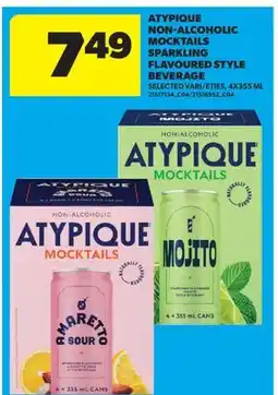Real Canadian Superstore ATYPIQUE NON-ALCOHOLIC MOCKTAILS SPARKLING FLAVOURED STYLE BEVERAGE offer