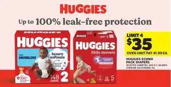 Real Canadian Superstore HUGGIES ECONO PACK DIAPERS, SIZE N-7, 60-200'S offer