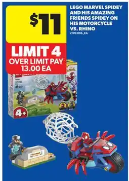 Real Canadian Superstore LEGO MARVEL SPIDEY AND HIS AMAZING FRIENDS SPIDEY ON HIS MOTORCYCLE VS. RHINO offer