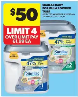 Real Canadian Superstore SIMILAC BABY FORMULA POWDER TUBS, 837/859 G offer