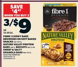 Valu-mart FIBRE 1 CHEWY BARS, BROWNIES OR SOFT BAKED SNACKS 125-175 G, NATURE VALLEY PROTEIN offer