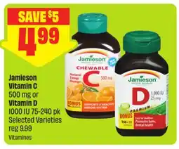 FreshCo Jamieson Vitamin C 500 mg or Vitamin D 1000 IU 75-240 pk Selected Varieties offer
