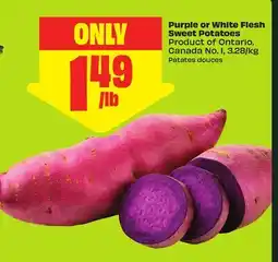 FreshCo Purple or White Flesh Sweet Potatoes Product of Ontario, Canada No. 1, 3.28/kg offer