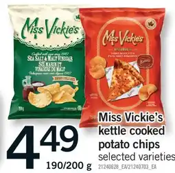 Fortinos MISS VICKIE'S KETTLE COOKED POTATO CHIPS, 190/200 g offer