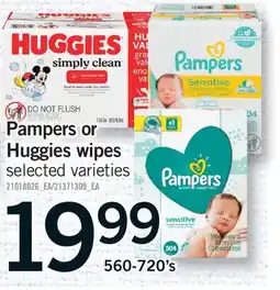 Fortinos PAMPERS OR HUGGIES WIPES, 560-720'S offer