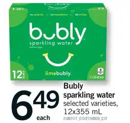 Fortinos BUBLY SPARKLING WATER offer