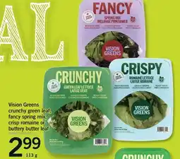 Fortinos VISION GREENS CRUNCHY GREEN LEAF, FANCY SPRING MIX, CRISP ROMAINE OR BUTTERY BUTTER LEAF offer