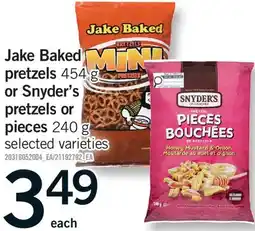 Fortinos JAKE BAKED PRETZELS, 454 G OR SNYDER'S PRETZELS OR PIECES, 240 G offer