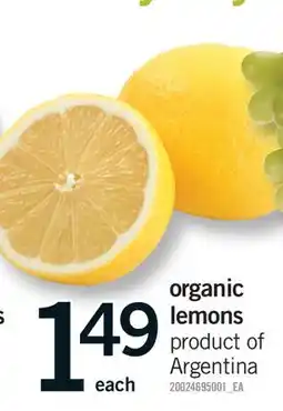 Fortinos ORGANIC LEMONS offer