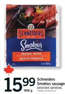 Fortinos SCHNEIDERS SMOKIES SAUSAGES offer