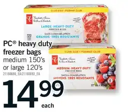 Fortinos PC HEAVY DUTY FREEZER BAGS offer