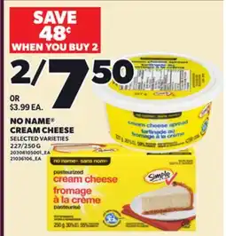 Loblaws NO NAME CREAM CHEESE, 227/250 G offer