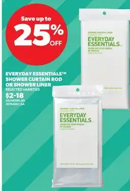 Loblaws EVERYDAY ESSENTIALS SHOWER CURTAIN ROD OR SHOWER LINER offer