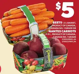 Loblaws BEETS, 1.5 L BASKET OR NANTES CARROTS offer