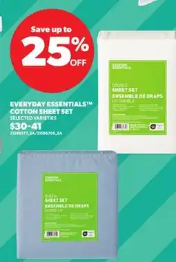 Loblaws EVERYDAY ESSENTIALS COTTON SHEET SET offer