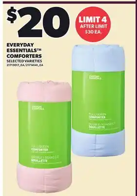 Loblaws EVERYDAY ESSENTIALS COMFORTERS offer