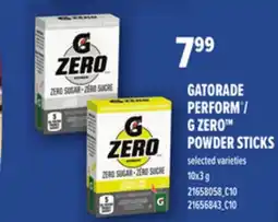 Loblaws GATORADE PERFORM / G ZERO POWDER STICKS offer