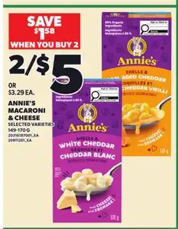 Loblaws ANNIE'S MACARONI & CHEESE offer