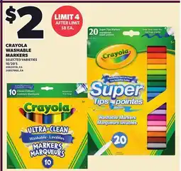 Loblaws CRAYOLA WASHABLE MARKERS, 10/20'S offer