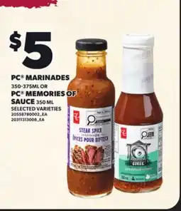 Loblaws PC MARINADES, 350-375ML OR PC MEMORIES OF SAUCE, 350 ML offer