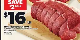Loblaws TOP SIRLOIN OVEN ROAST offer