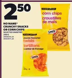 Loblaws NO NAME CRUNCHY SNACKS OR CORN CHIPS offer