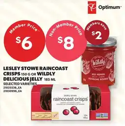 Loblaws LESLEY STOWE RAINCOAST CRISPS, 150 G OR WILDLY DELICIOUS JELLY, 185 ML offer