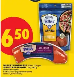 No Frills PILLER'S KOLBASSA 250 - 375 g or SLICED PEPPERONI 175/250 g offer