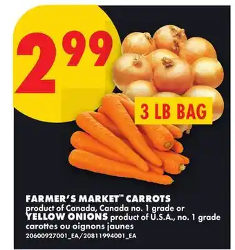No Frills FARMER'S MARKET CARROTS OR YELLOW ONIONS, 3 LB BAG offer