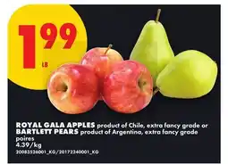 No Frills ROYAL GALA APPLES or BARTLETT PEARS offer