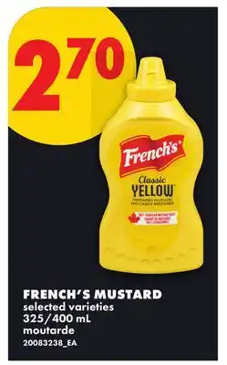 No Frills FRENCH'S MUSTARD, 325/400 mL offer