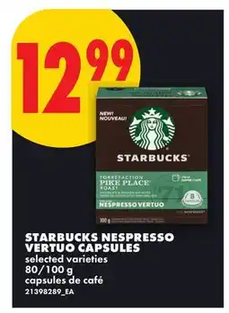 No Frills STARBUCKS NESPRESSO VERTUO CAPSULES, 80/100 g offer