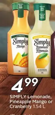 Sobeys Lemonade, Pineapple Mango or Cranberry offer
