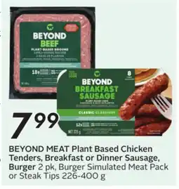 Sobeys Plant Based Chicken Tenders, Breakfast or Dinner Sausage, Burger offer
