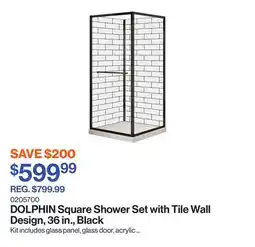 Patrick Morin Square Shower Set with Tile Wall Design, 36 in., Black offer
