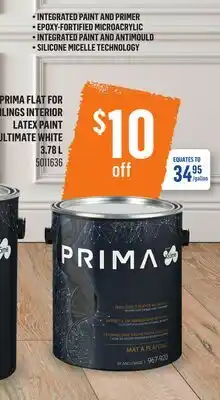 Canac Prima Flat for Ceilings Interior Latex Paint Ultimate White offer
