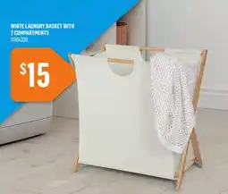 Canac White Laundry Basket with 2 Compartments offer