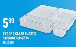 Canac Set of 5 Clear Plastic Storage baskets offer