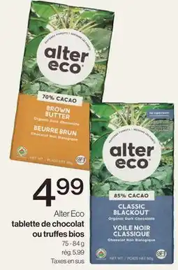 Avril Alter Eco tablette de chocolat ou truffes bios offer