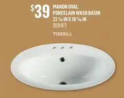Canac Manon Oval Porcelain Wash Basin 22 1/16 in x 18 7/16 in offer