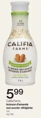 Avril Califia Farms boisson d'amande non sucrée réfrigérée offer