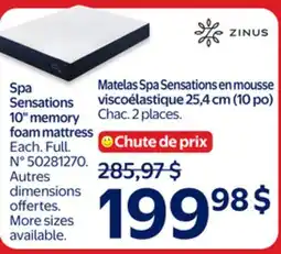 Walmart Zinus Spa Sensations 10 memory foam mattress offer