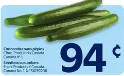 Walmart Seedless cucumbers offer