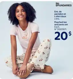 Walmart No Boundaries Peached tee and pants set offer