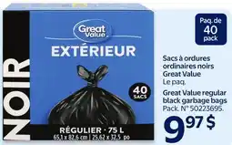 Walmart Great Value regular black garbage bags offer