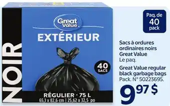 Walmart Great Value regular black garbage bags offer