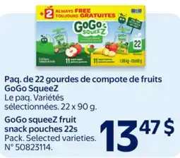 Walmart GoGo squeeZ fruit snack pouches 22s offer