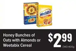 Produce Depot Honey Bunches of Oats with Almonds or Weetabix Cereal offer