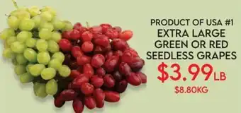 Fiesta Farms Extra large green or red seedless grapes offer