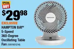 Home Depot Hampton bay 5-speed 360-degree oscillating table fan offer